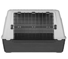Hundetransportbox Kunststoff grau schwarz guter Zustand