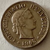 5 Rappen 1943 Confederatio Helvetica Münze Silber