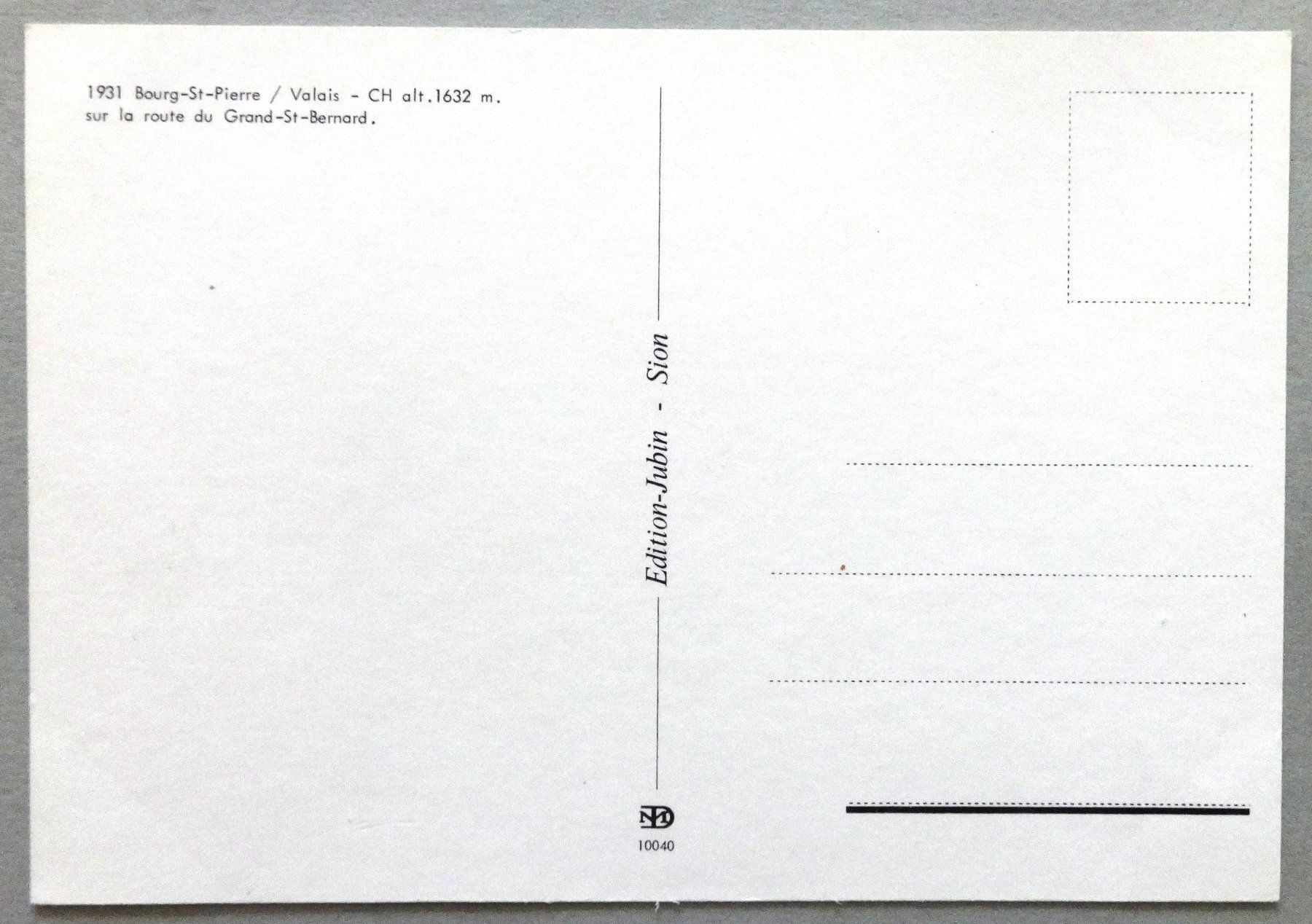 Ansichtskarten: Bourg-St-Pierre, alt. 1632 m – Gebraucht aus Fétigny von Billy2miny 1