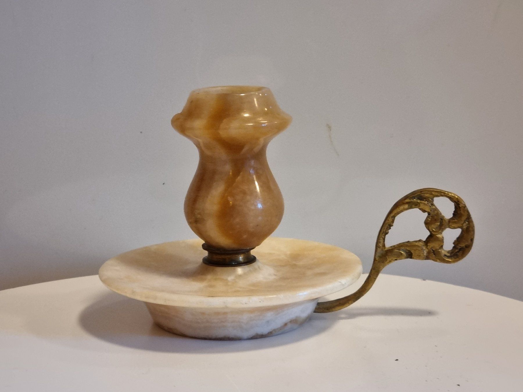 Portacandele: Vintage Onyx Kerzenhalter Marmor Stein Messing – Usato da Scharnachtal venduto da devin03