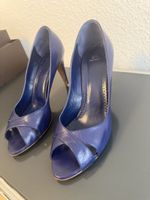 Navyboot Damen Leder Pumps Gr. 40 Blau Peep Toe 