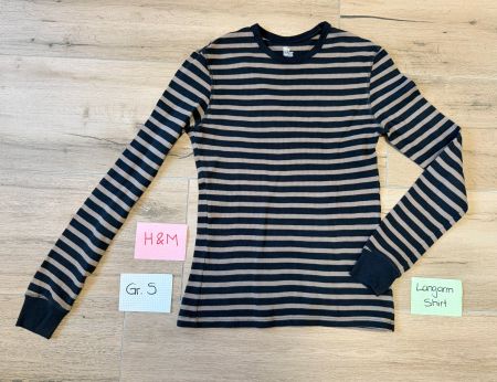 Langarmshirt, Longsleeve, H&M, Gr. S für Herren, gestreift
