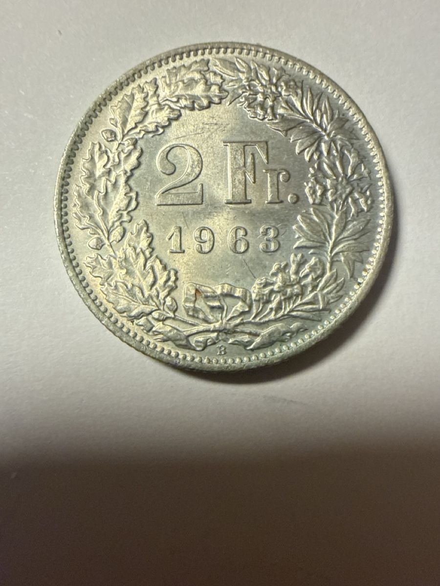 Alle Münzen: Schweizer 2 Franken Münze silber 1963 – Gebraucht aus Appenzell von Wumo74