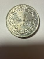 Schweizer 2 Franken Münze silber 1963