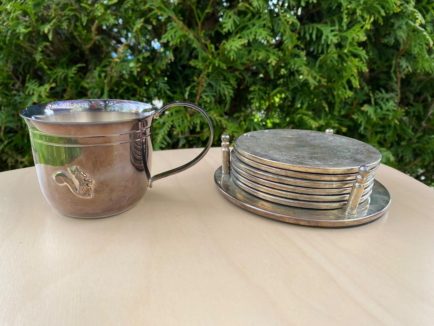 Teekannen: versilberte Kanne und Unterteller – Gebraucht aus Feldbach von Olive1