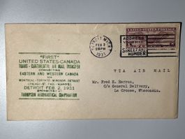 USA/ Canada 1931, Continental air mail transfer