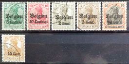Deutsch besetztes BELGIEN 1914/16: 5 Gestempelte