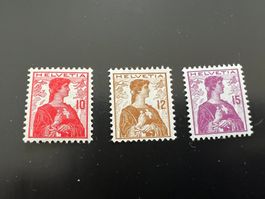 1909 Helvetia Brustbild 120-122 postfrisch **  (5447)