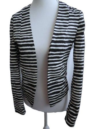 ca Gr 34 36 CINQUE Bolero offene Jacke schwarz weiss s.Masse