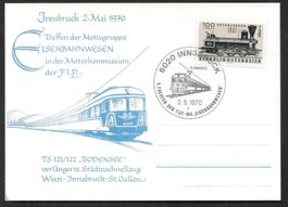 Eisenbahn Sonderkarte Wien-Innsbruck-St. Gallen 2.5.1970