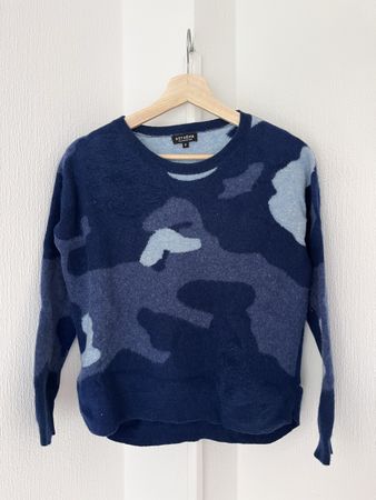 Estheme Cachemire Pullover blau Camo Muster Grösse S