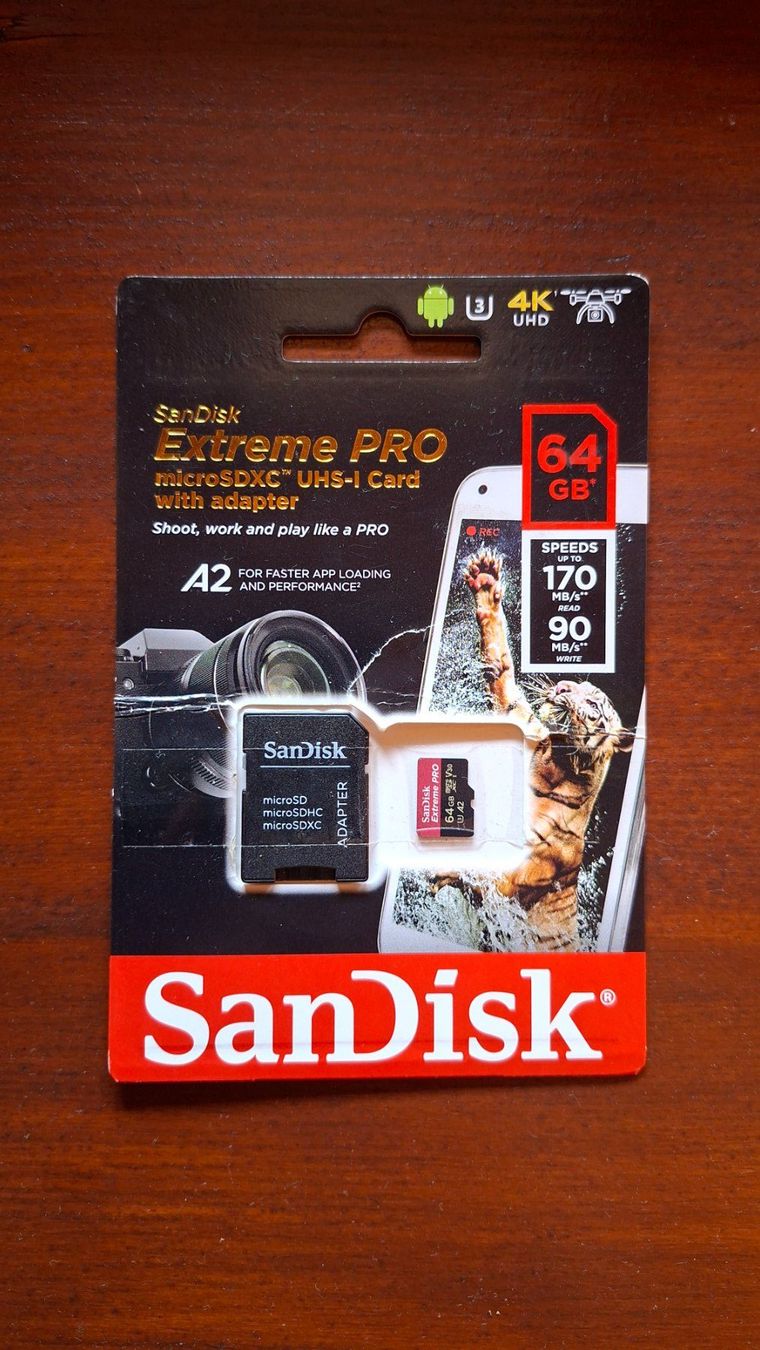 Sandisk Speicherkarten: SanDisk Extreme Pro micro SD 64GB + micro SD Adapter PC – Gebraucht aus Les Ecorcheresses von Spr00
