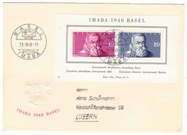 Lettre pour Luzern Bloc et cachet IMABA 1948 Basel