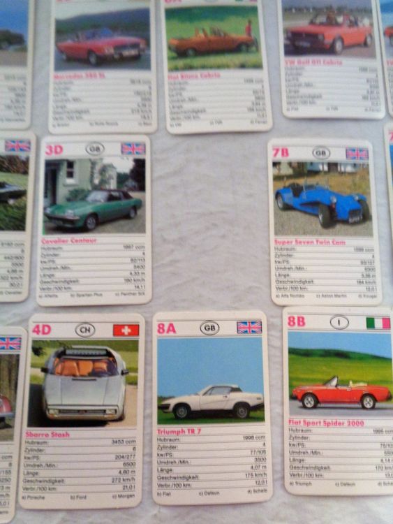 Jeu de 36 cartes Auto-Quartett Quadrille d'autos 616 F