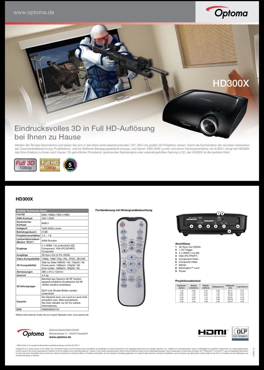 Proiettori: Optoma HD300X DLP Projektor – Usato da Gebenstorf venduto da jam007 2