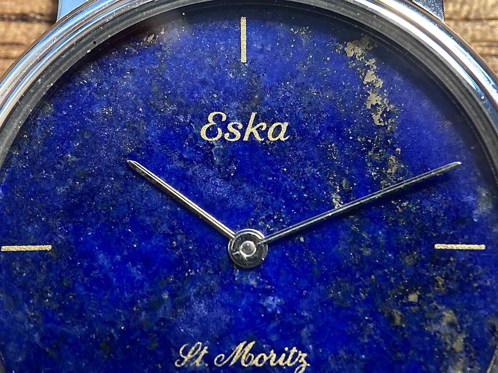 Orologi: ESKA St. Moritz vintage ultra thin lapis lazuli "night sky" – Usato da Luzern venduto da ChronoScope6004 7