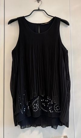 Desigual Tunika/Oberteil/Shirt, schwarz/silber: XL