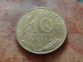 FRANCE  10 Centimes  1987  (P)