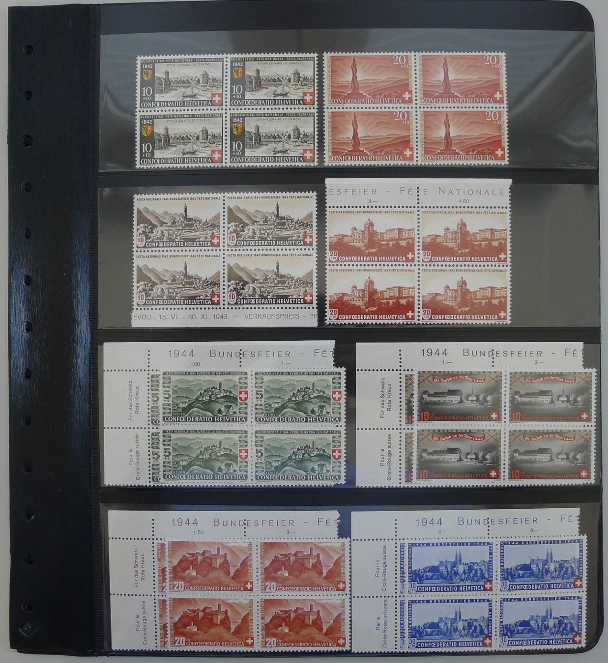 Tous les timbres: 1938-1963, PP-Viererblock-Sammlung postfrisch **, Kat:5000.- – D'occasion à Sursee par Luzernerraute 3