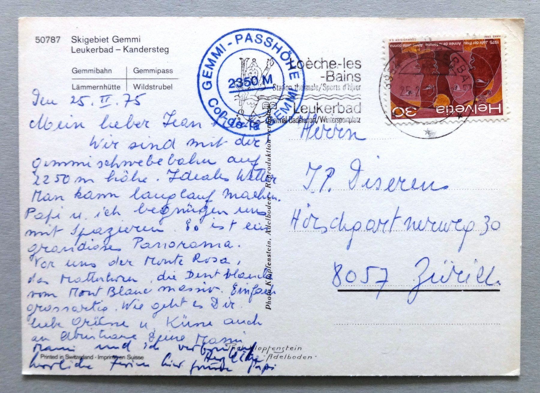 Cartoline postali: Skigebiet Gemmi, Leukerbad - Kandersteg – Usato da Fétigny venduto da Billy2miny 1