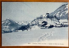 Château d'Oex en hivers - Belle carte ancienne