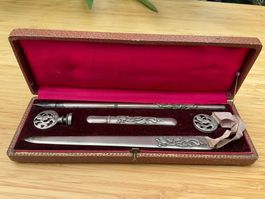 Jugendstil Schreibset Federhalter Siegel Bleistift Bieföfner