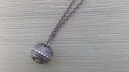 Collier avec sphère & strass, 33-36cm, NEUF