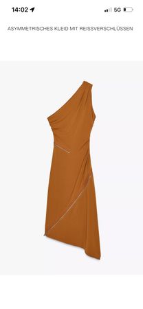 Zara Asymmetrisches Kleid, Grösse S, Rostbraun, Neu!