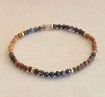 Edelstein Armband Pietersit mit vergoldetem Silber auf Mass