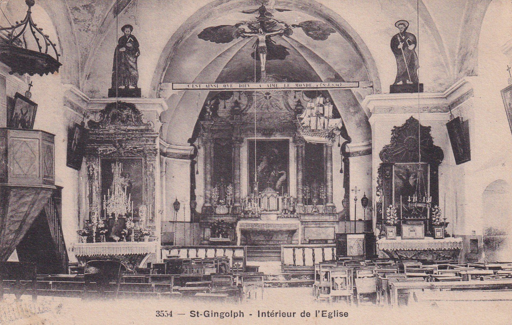 Cartoline postali: St. Gingolph - Intérieur de l'église  1912 – Usato da Cormoret venduto da Pascalll2001