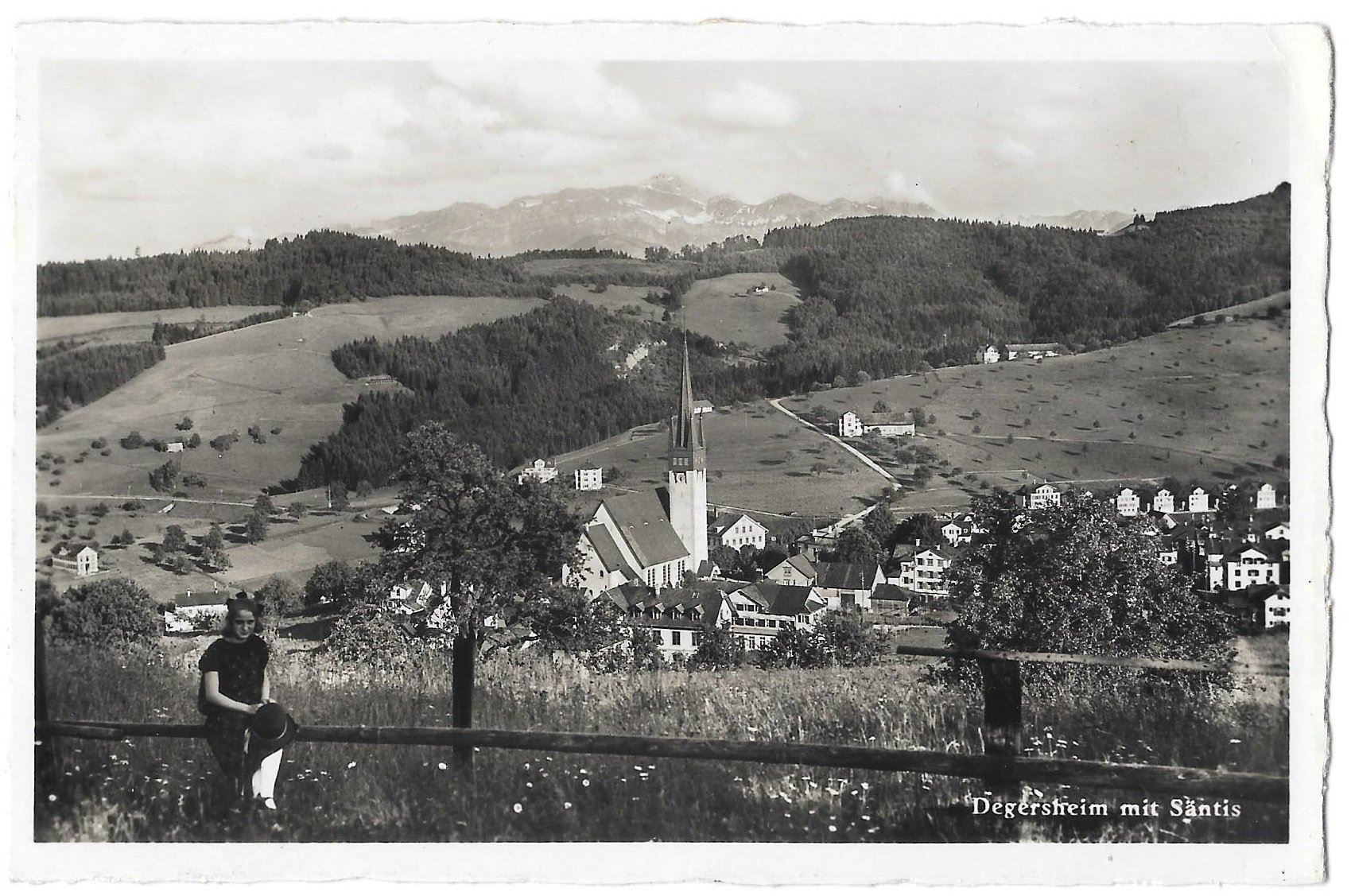 Cartoline postali: Degersheim Teilansicht mit Säntis – Usato da Olten venduto da clotaldi