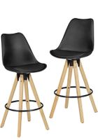 + FineBuy 2er Set Barhocker Retro Design Kunst-Leder Holz