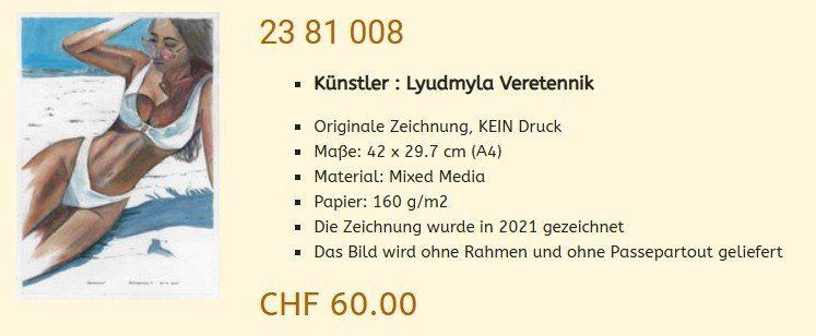 Gemälde: Liquidation !!   Original Akt Gemälde 23 81 008 – Neu (gemäss Beschreibung) aus Hagenbuch ZH von Art-Agency 1