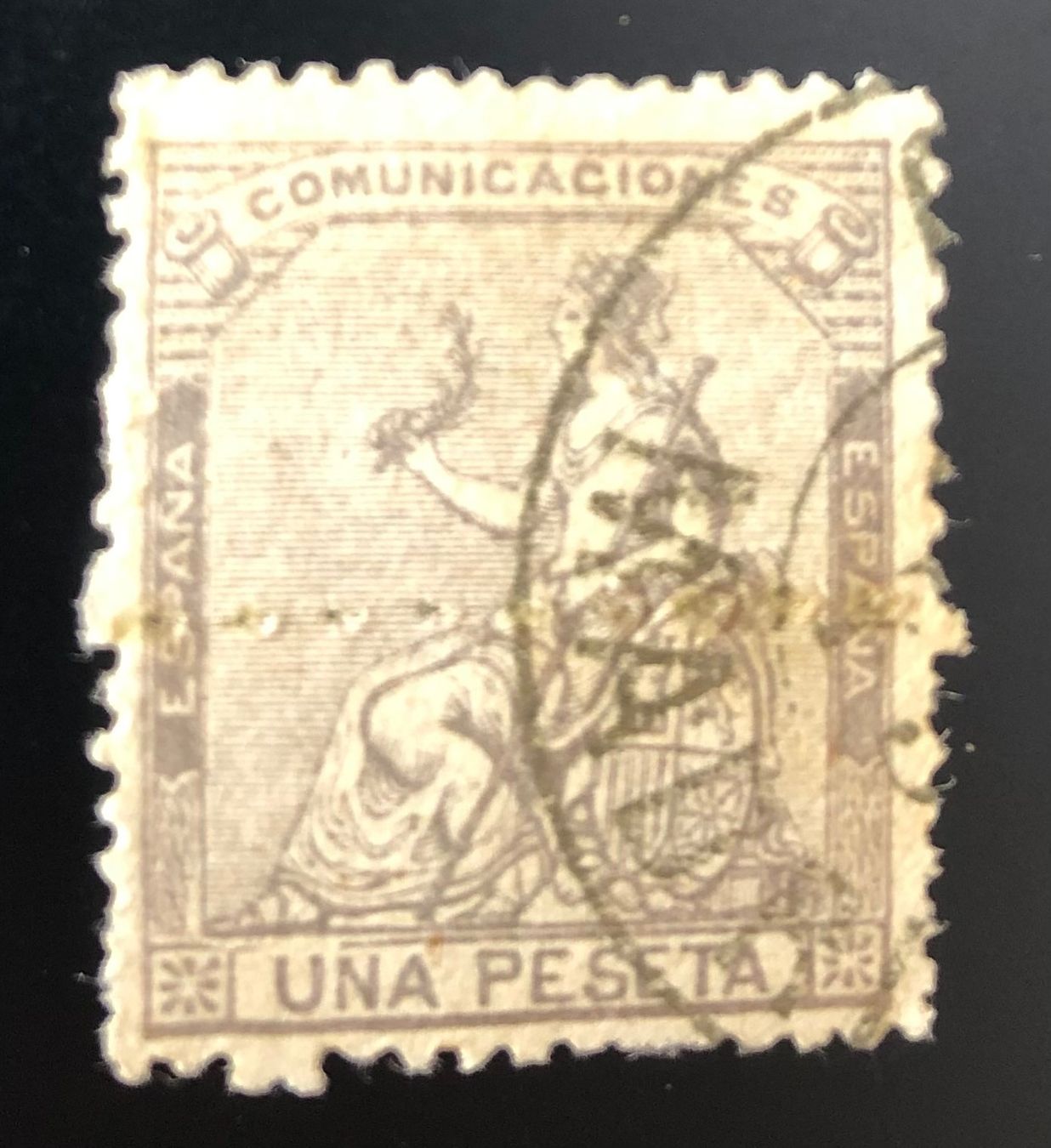 Tutti i francobolli: SPANIEN 1874 Alegoria der Gerechtigkeit – Usato da Amriswil venduto da carloslo29