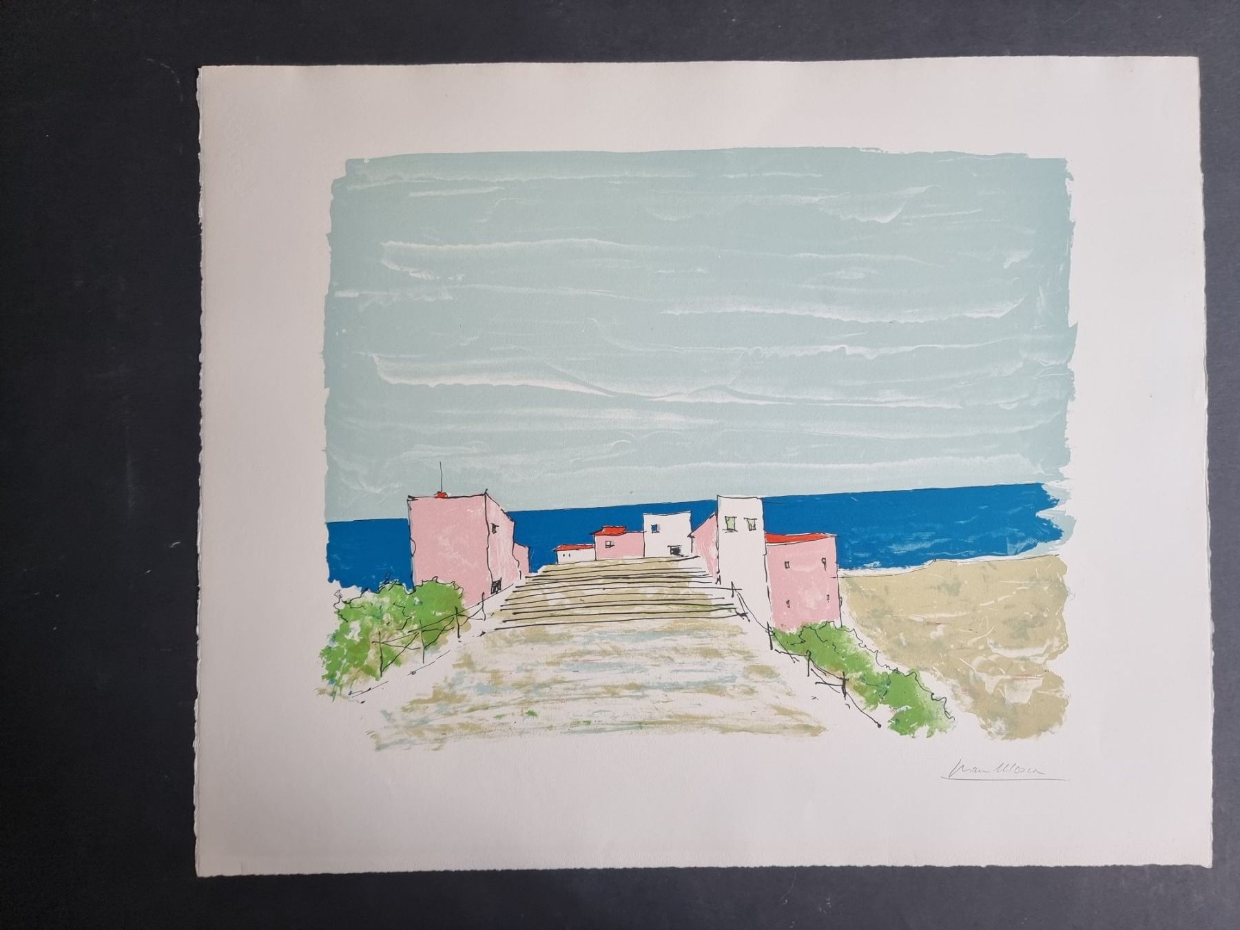 Grafica & Litografie: MOSCA IVAN LITHOGRAPHIE SIGNIERT DORF IN SPANIEN – Usato da Gersau venduto da kunst-online 2