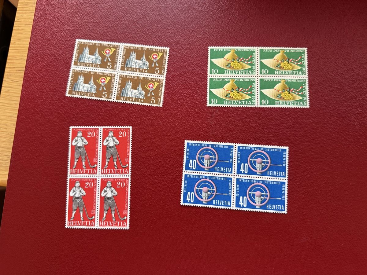 Alle Briefmarken: 1955 4er Block Satz Postfrisch  – Neu (gemäss Beschreibung) aus Murgenthal von Tina_4055