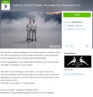 2 Schrotthagen Tickets - neue Welt Tour - Zürich, 09.10.26