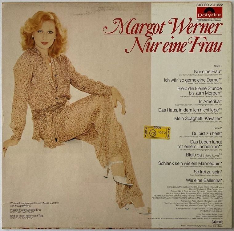 Dischi in vinile: Margot Werner, Nur eine Frau – Usato da Flums venduto da Empe1 1