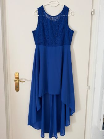 Robe de soirée bleue en dentelle coupe TAILLE M