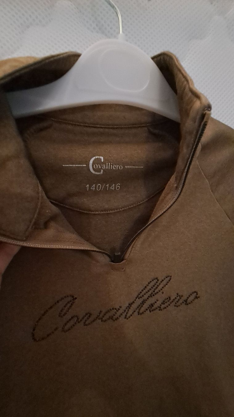 Pullover & Sweatshirts: Pull Cavalliero équitation 140/146 marron clair  avec strass – Gebraucht aus Bernex von Dariafr 2