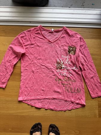 Damen T-Shirt langarm pink Grösse L