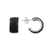 Ohrringe Creole Alliance Zirkon schwarz 925 Silber pavé 12mm