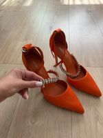 Elegante Damenschuhe orange mit Strass