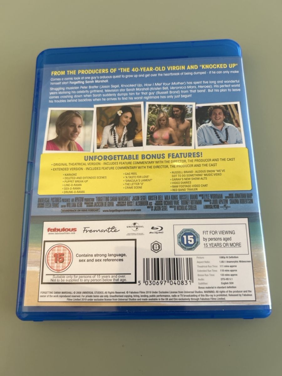 Tutti i DVDs: Forgetting Sarah Marshall Bluray – Nuovo (secondo la descrizione) da Winterthur venduto da jin_nq2j 1