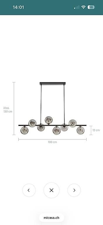Lampade: Wunderschöne Esszimmerlampe Rauchglas – Usato da Gossau SG venduto da ReRaGa 2