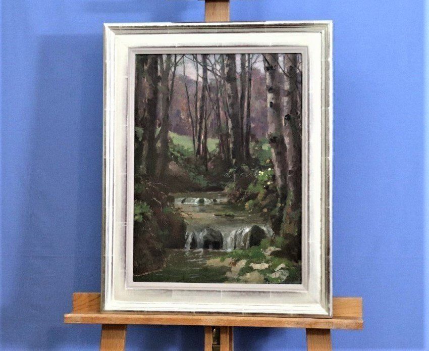 Dipinti: Viktor Baumgartner, Gemälde "Waldbach", sehr teurer gerahmt – Usato da Zug venduto da Kunst-Fundgrube 3