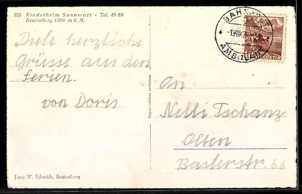 Cartoline postali: AK Beatenberg, Kinderheim Sunnmatt – Usato da Berlin venduto da bartko-reher 1