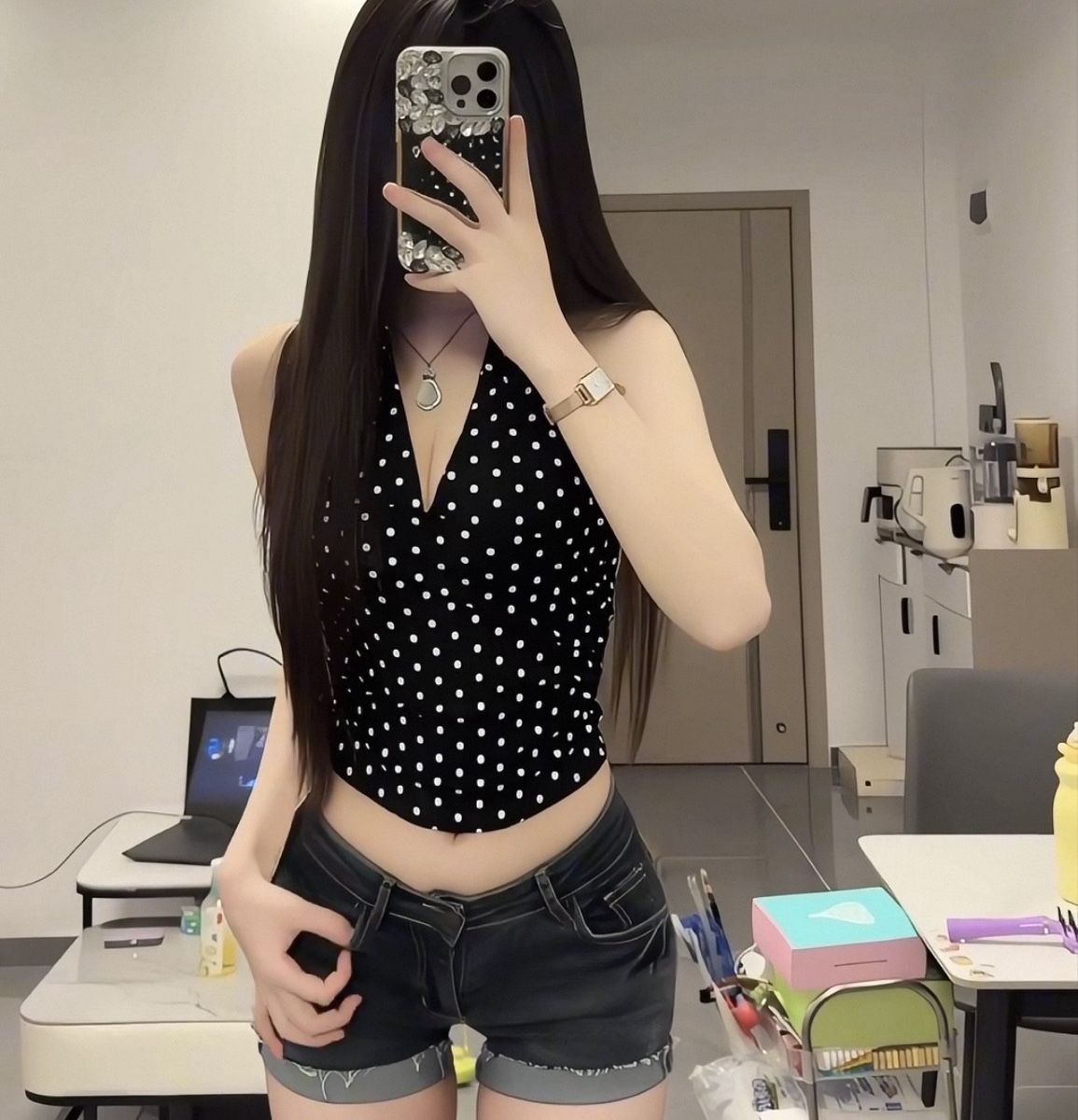 Tops: Black polka dot halter top size S – D'occasion à Zürich par dam_t7hk 1