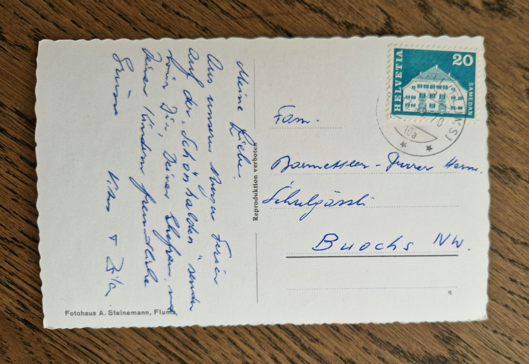 Cartoline postali: Flums mit Kleinberg und Spitzmeilen 1978 – Usato da Ebikon venduto da Donar50 1