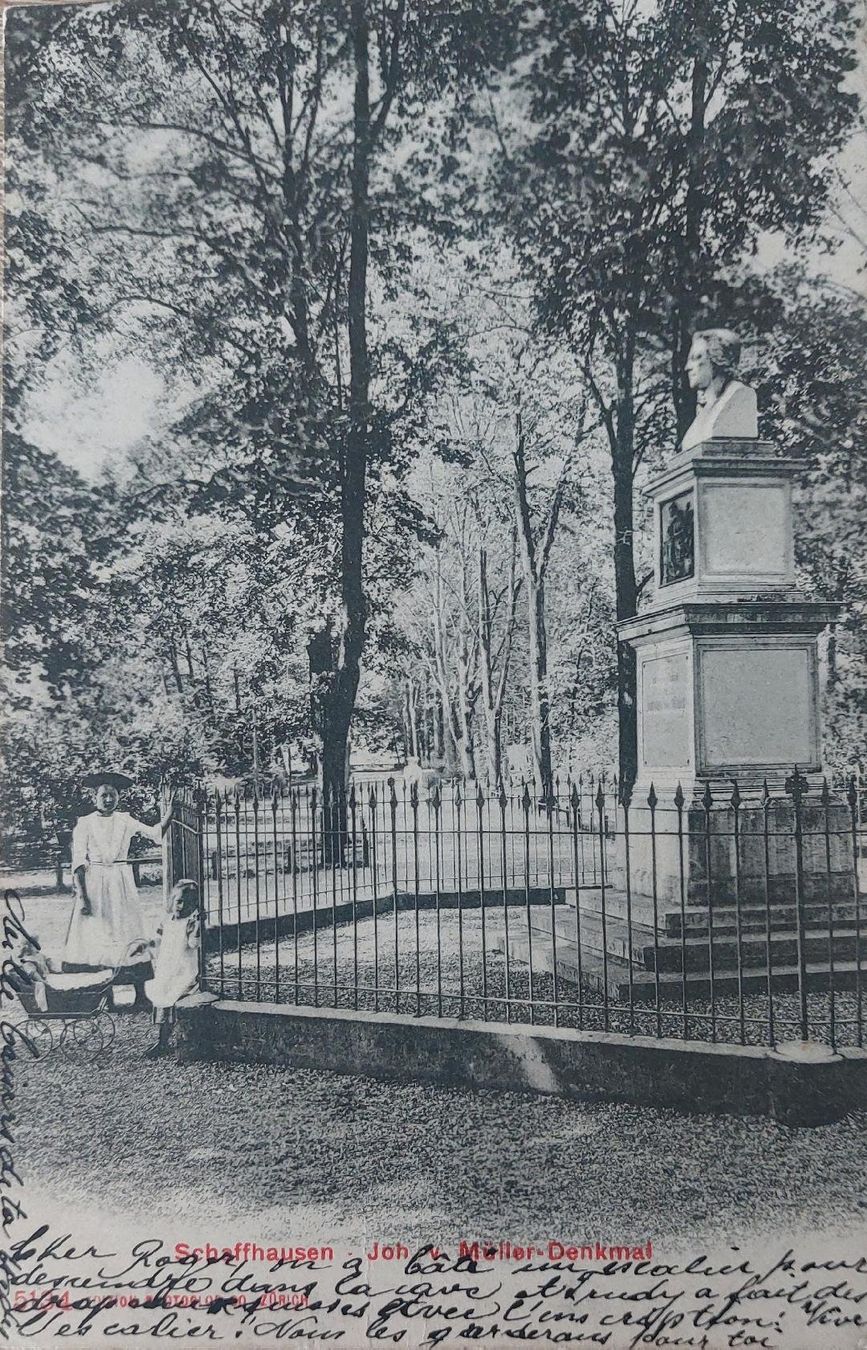 Cartoline postali: SCHAFFHAUSEN  -  Joh. v. Müller-Denkmal  - 1905 – Usato da Delémont venduto da Domdom1